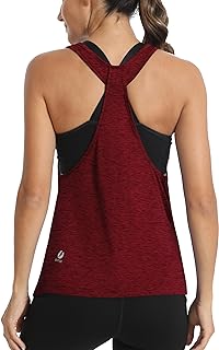 Fihapyli ICTIVE Workout Tops for Women Sleeveless Open Back Muscle Racerback Exercise Tank Shirts
