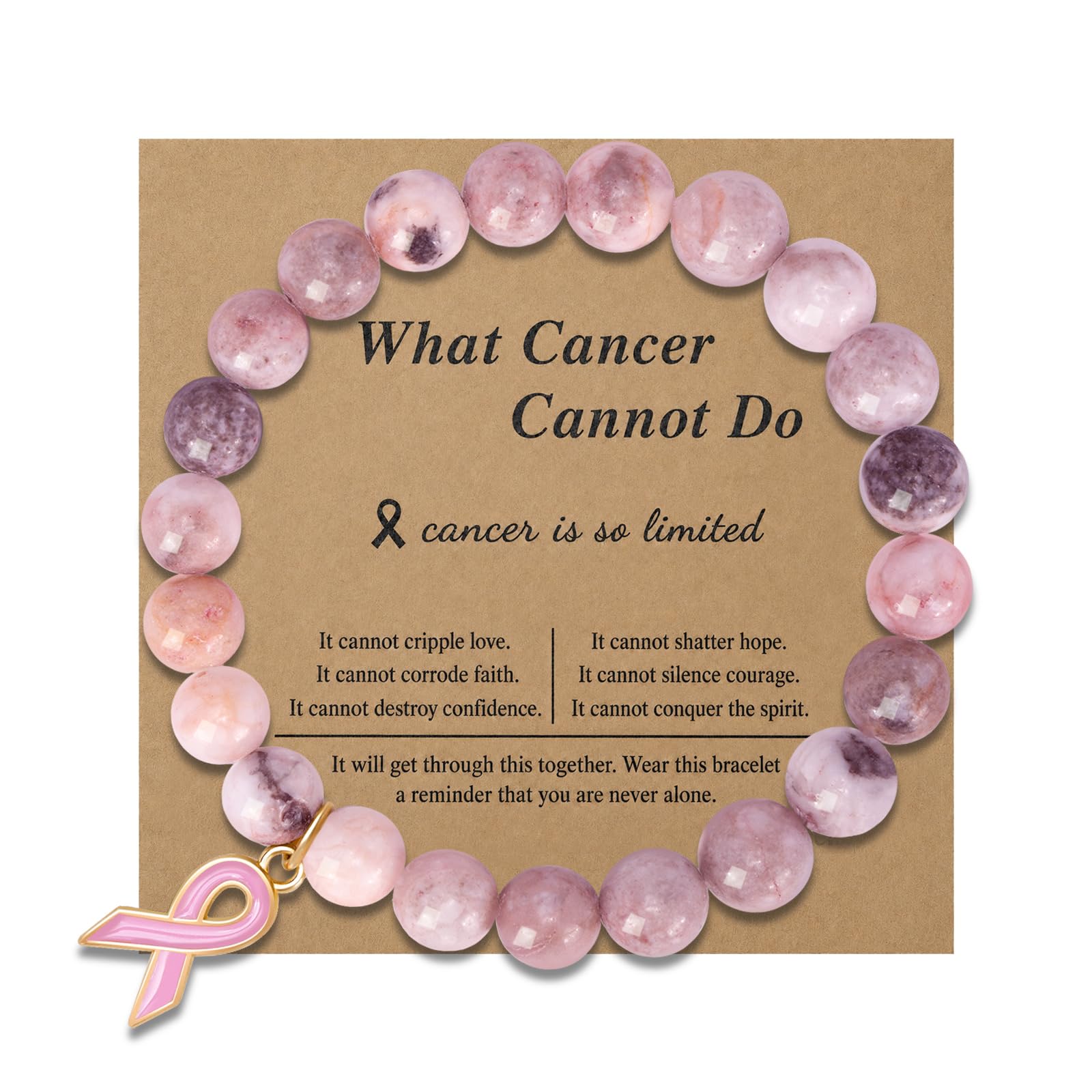 NextArt Breast Cancer Bracelet for Women,Pink Ribbon Charm Natural Stone Bracele