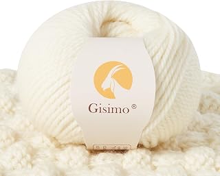 Gisimo 100% Merino Wool Yarn, 3-Ply Luxurious and Soft Yarn for Hand Knitting & Crocheting (Beige, 1Ball)