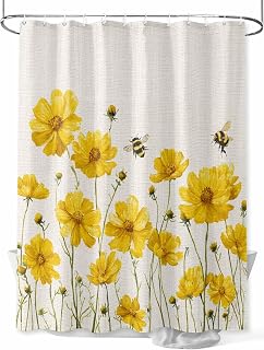 Shower Curtain Fabric Waterproof Washable Fabric Shower Curtain for Bathroom Decor, 36x72 Inches Long, Beige Background