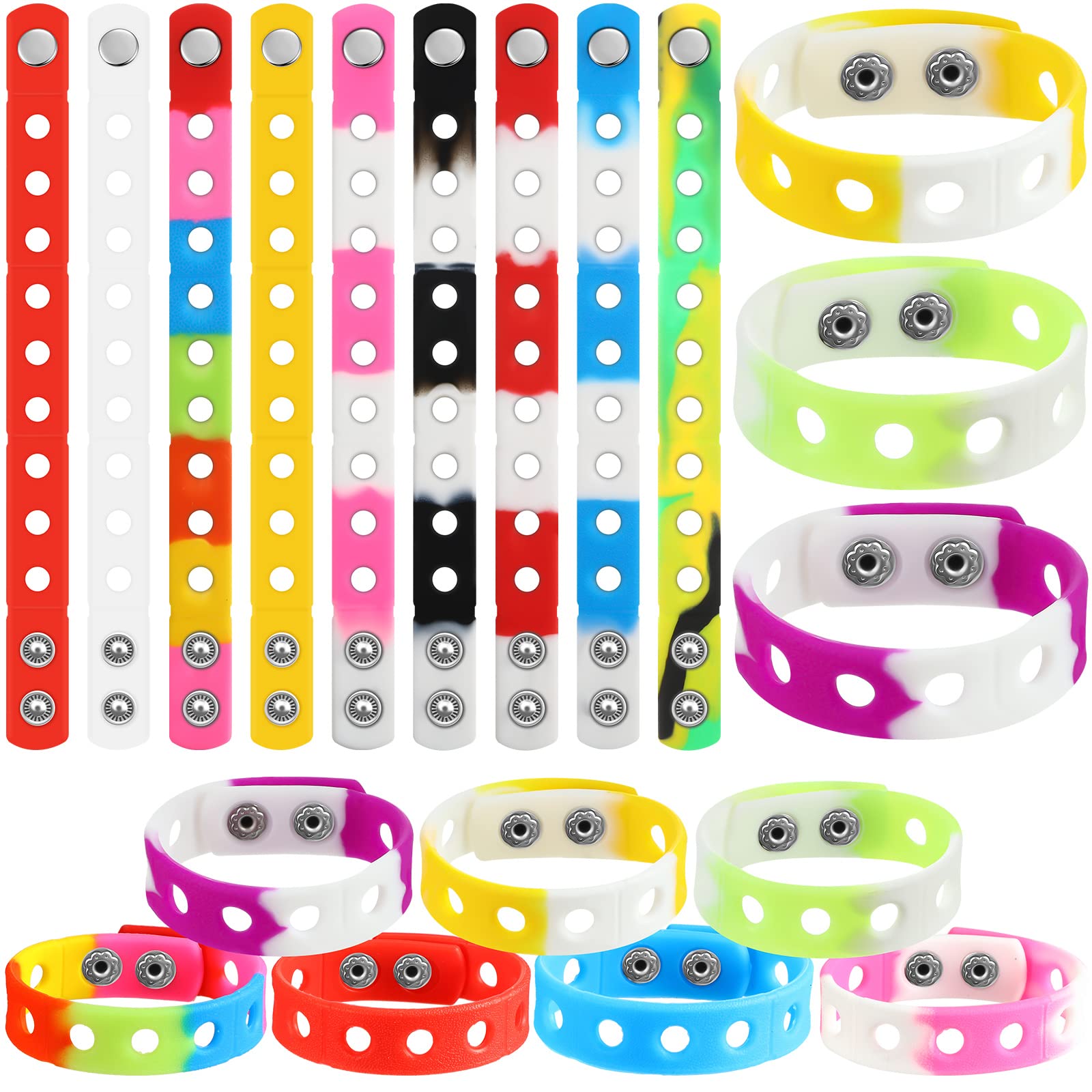 MTLEE 36 Pieces Silicone Charm Bracelet Wristbands Adjustable Cute Kids Bracelet