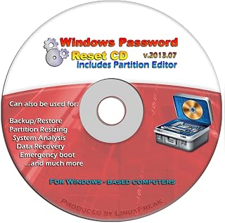 Advanced Recovery Boot Password Reset CD Disc for Windows XP, Vista, 7, 8 (All Versions of Windows - 32 / 64 bit Editions)