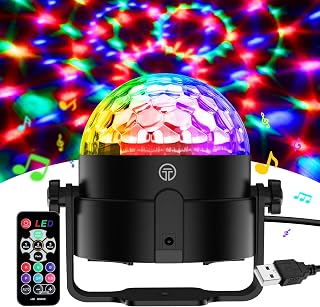 Disco Lights, 360°Rotation Sound Activated, Disco Ball Lights, Party Lights | 4M/13ft USB Power Cable, 3W RGB,【Portable 】Remote Control for Birthday/Family Gathering/Party/Home