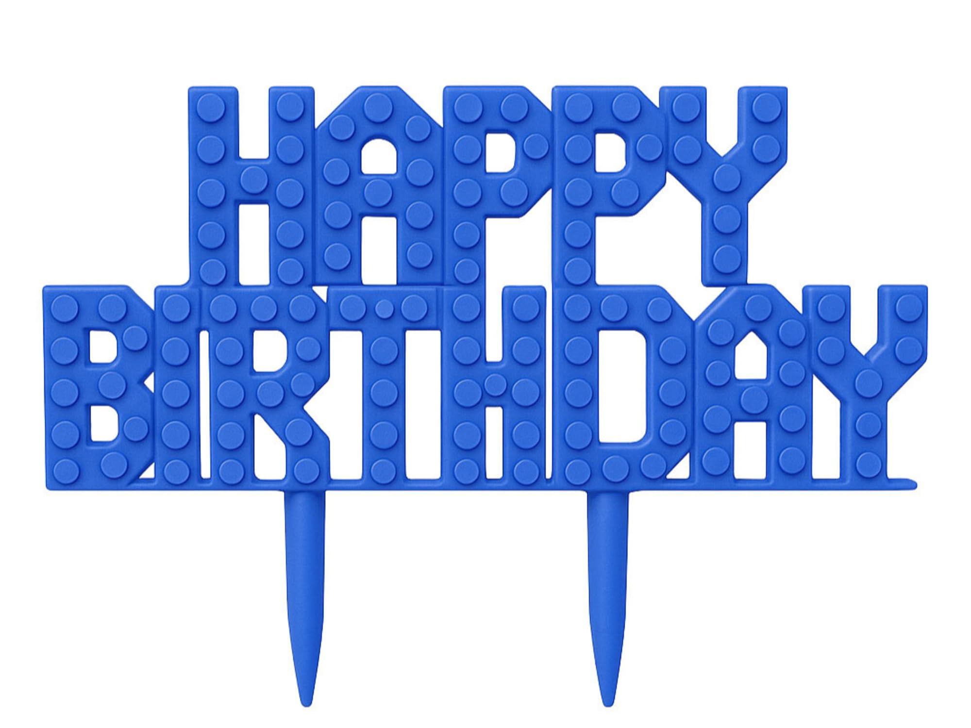 Bricks Compatible Happy Birthday Cake Topper – Brick Party Theme | Block system 
