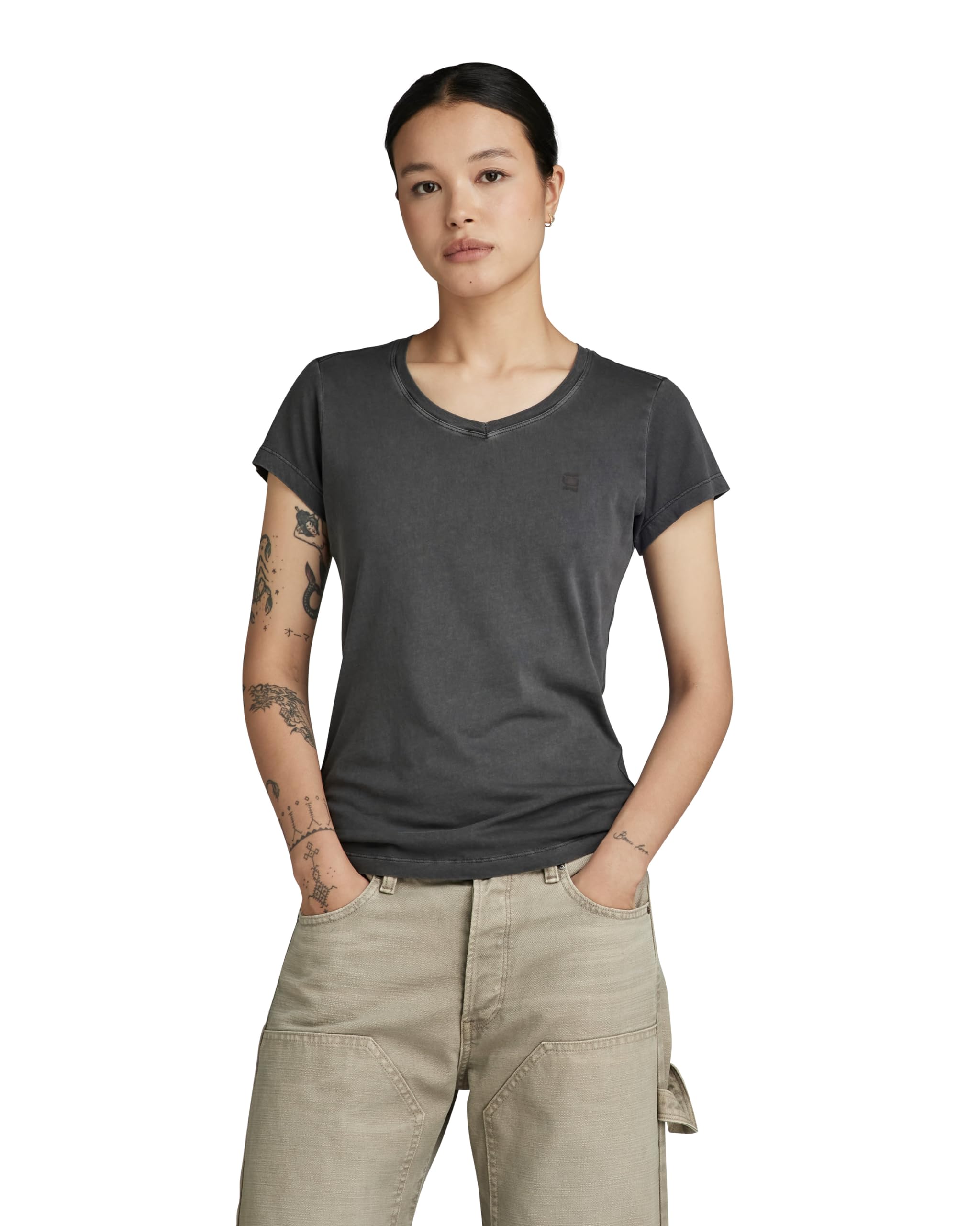G-STAR Women's Moto Slim U-Neck Top