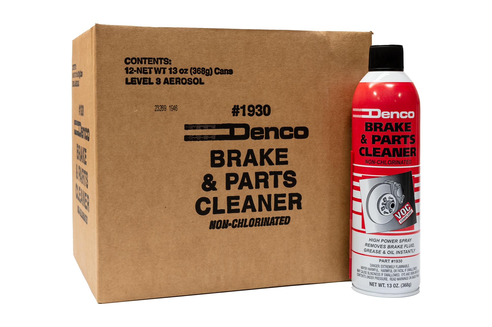 Denco 1930 Brake & Parts Cleaner, Non-Chlorinated, 13oz, 12-Pack | Low-VOC, low-