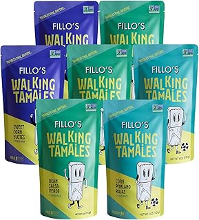 Fillo's Walking Tamales Mild Variety, Ready to Eat Meal, Gluten Free, 7 Pk | Vegan, Non-GMO, Microwavable, Shelf Stable