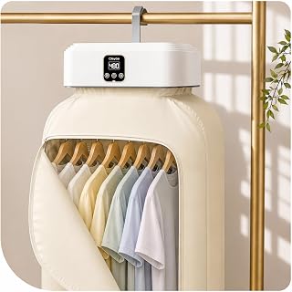 Portable Clothes Dryer, 600W Foldable Mini Dryer with 8 Timer Settings | Portable Dryer for Clothes with Overheat Protection & Quiet Operation, Hanging Design for Apartments, Dorms, RVs & Travel