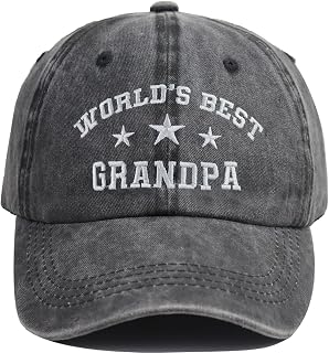 World’s Best Papa Hats for Men, Distressed Cotton Adjustable Dad Grandpa Baseball Cap Gifts for Abuelo Pappy