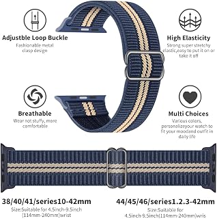 3 Pack Stretchy Solo Loop Bands Compatible with Apple Watch Band 49mm 46mm 45mm 44mm 42mm 38mm 40mm 41mm for Men Women, Stretchy Nylon Soft Elastic Strap for iWatch Series 10/SE/9