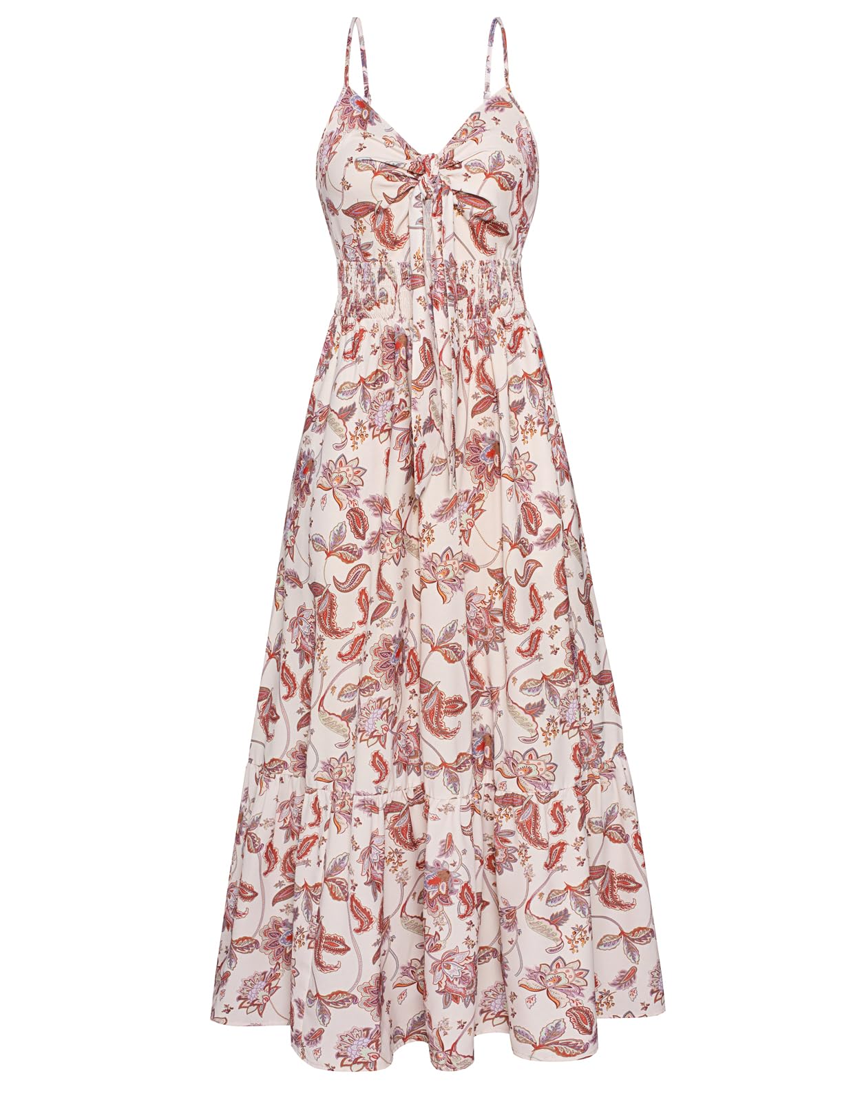 GRACE KARIN Women Long Floral Flowy Swing Dresses Spaghetti Strap Beach Swing Su