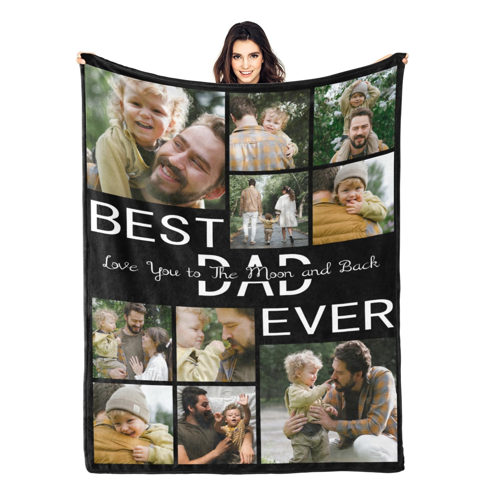 Custom Blanket with Photo Text, Fathers Day Blanket, Customized Blanket for Dad 