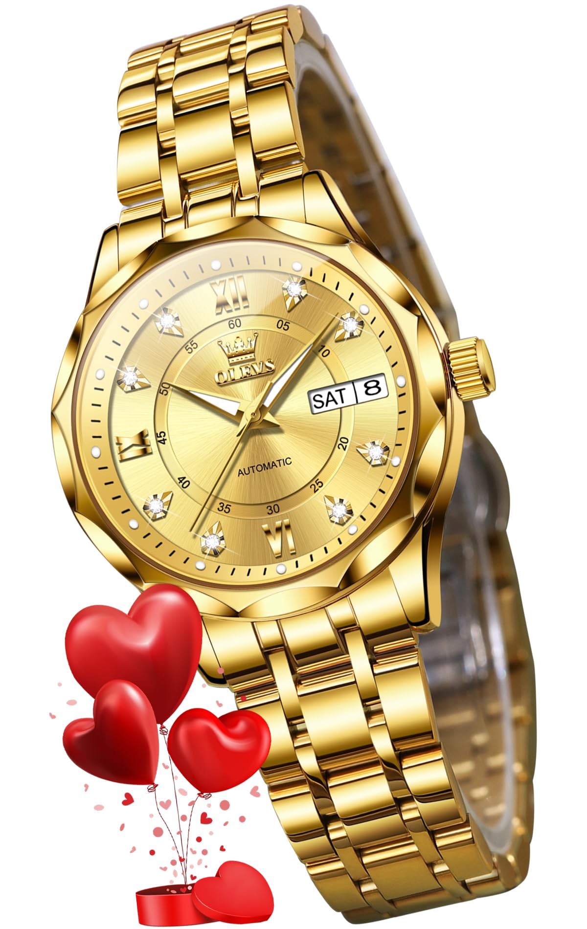 OUPINKE Women's Automatic Mechanical Watch Diamond Dial Casual Dress Watch Autom