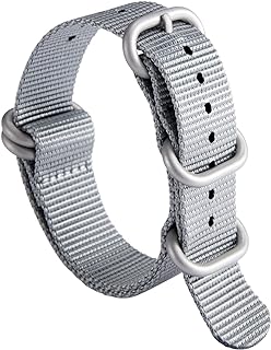 BINLUN Nylon Watch Strap Military Premium Ballistic Multi-Coloured Bands for Men Women 18 mm 19 mm 20 mm 21 mm 22 mm 23 mm 24 mm with Stainless Steel Buckle Silver/Black