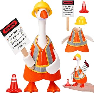 Locmeo 1 Set 7 Inch Mini Desk Goose Outfit, Construction Worker Set | Mini Desk Goose Halloween Outfit, Felt Costume with Cute Accessories for Goose Duck Statue, Desk Keyholder, Home Office Decor