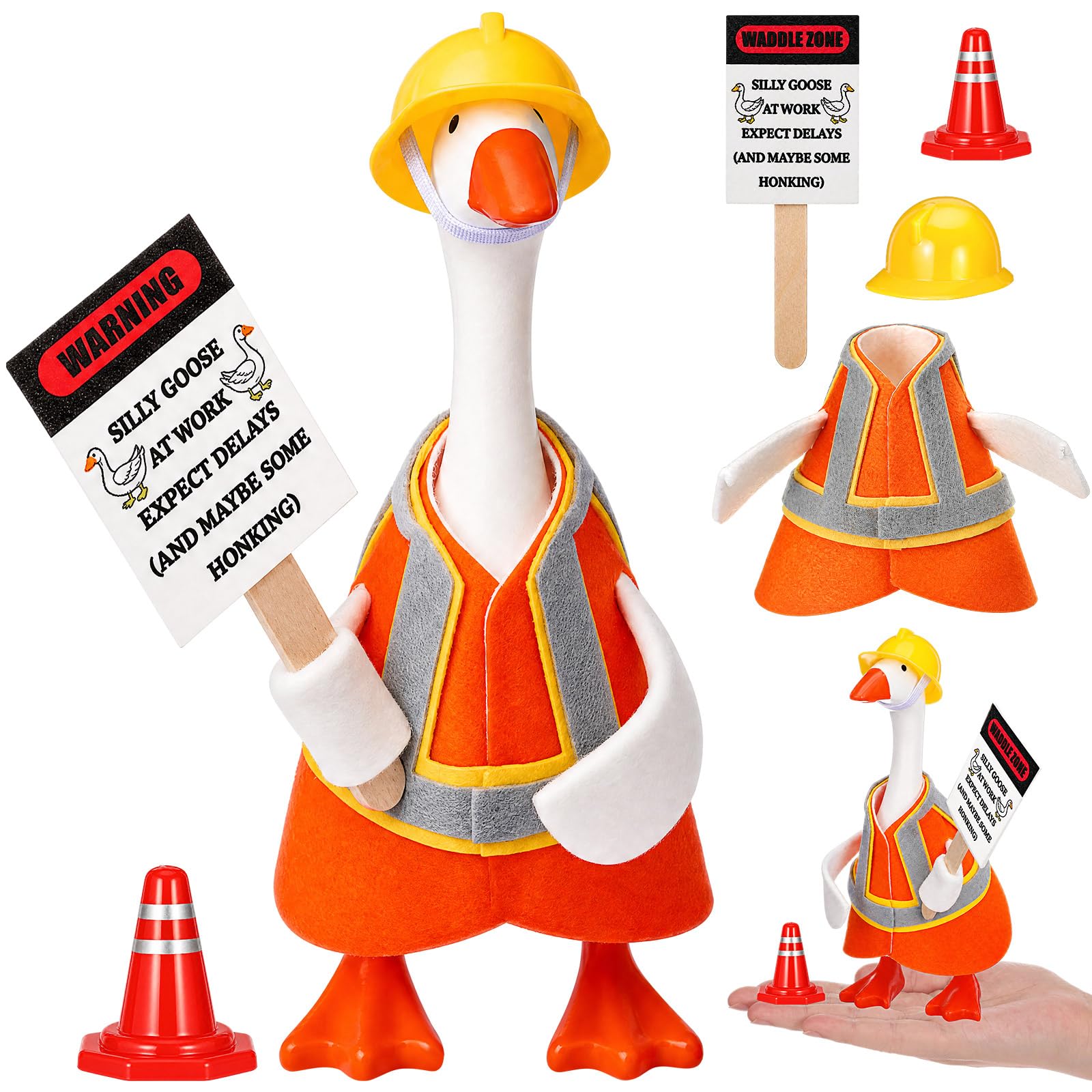 Locmeo 1 Set 7 Inch Mini Desk Goose Outfit, Construction Worker Set | Mini Desk 