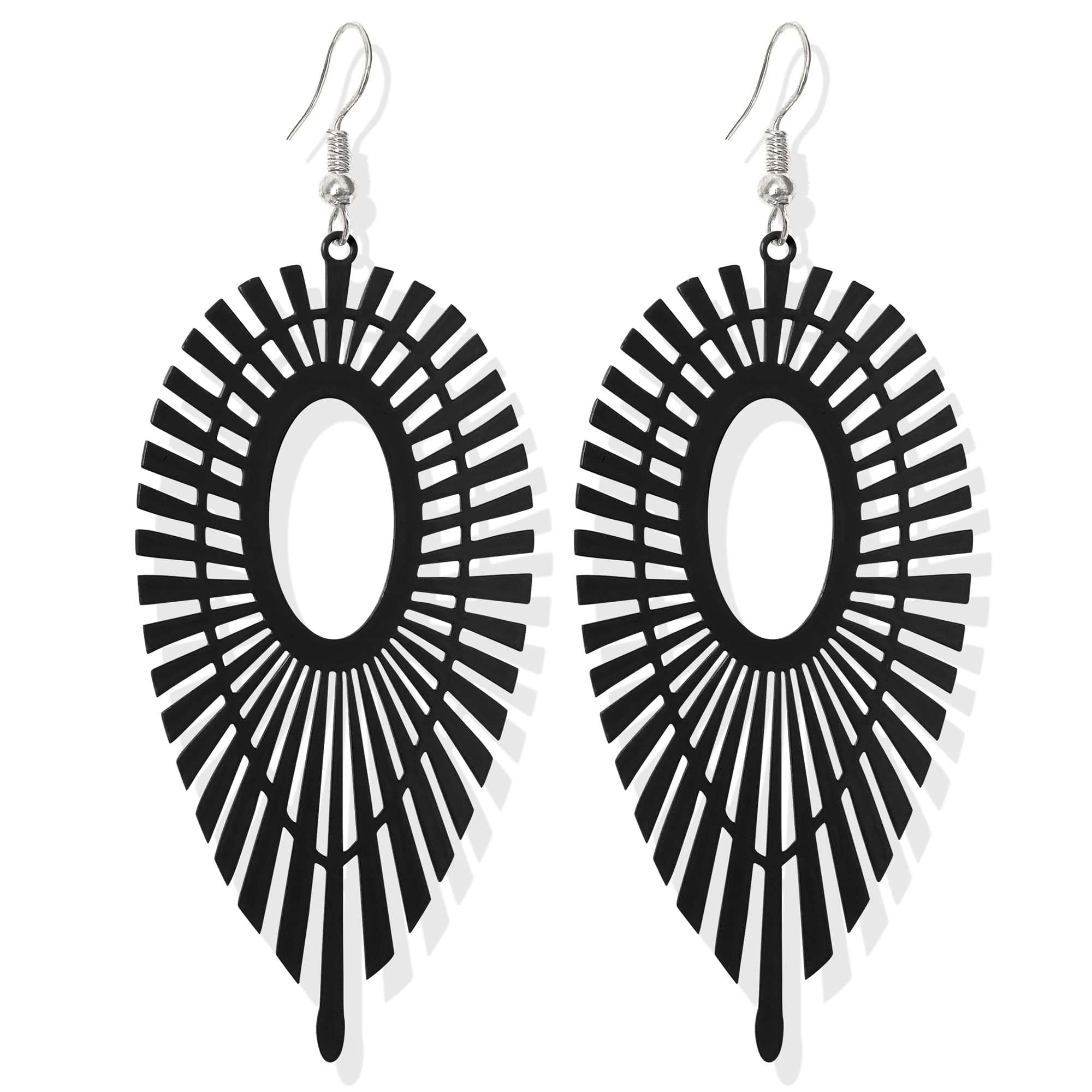 Minimalist Lightweight Creative Vintage Black and White Metal Leaf Geometry Dang