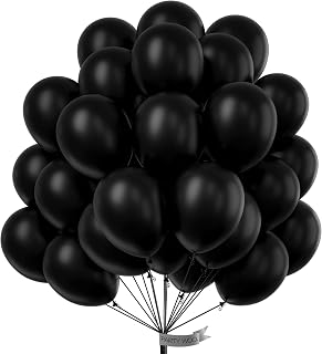 PartyWoo Black Balloons 50pcs Matte Latex Helium Balloons 12 Inch | Baby Shower Birthday Graduation Casino Race Car Anniversary Retirement Pirate Gaming Party Decorations Black-Y18