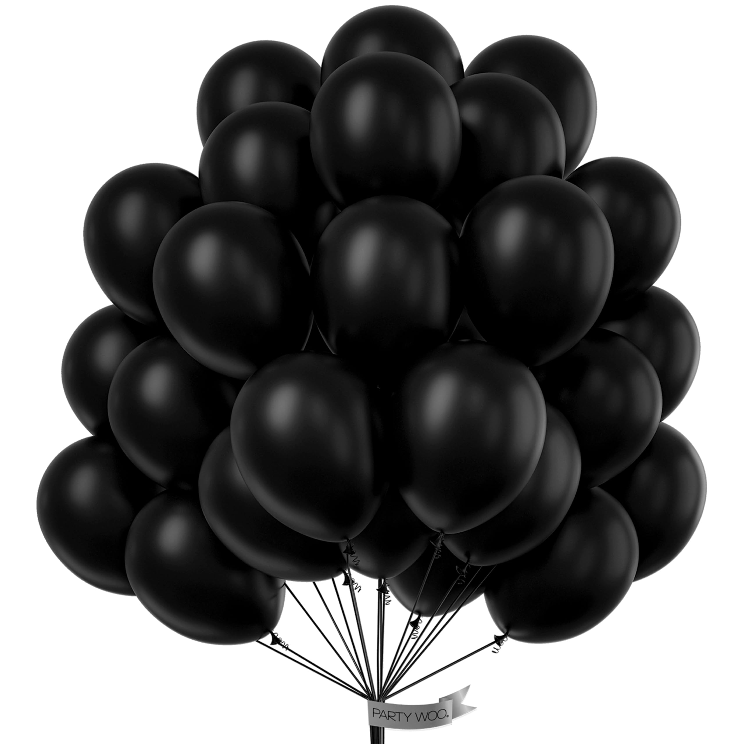 PartyWoo Black Balloons 50pcs Matte Latex Helium Balloons 12 Inch | Baby Shower 