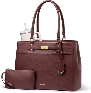 LOVEVOOK Laptop Tote Bag for Women, 15.6 Inch Waterproof Leather Work Computer Bag, Large Business Office Briefcase Shoulder Handbag Purse Gifts for Women