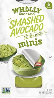 Wholly Avocado Smashed Avocado Minis, 2 oz Plastic Cup (Pack of 4) | 100% Hass Avocados, Ready-to-Eat Avocado Cups, Refrigerated