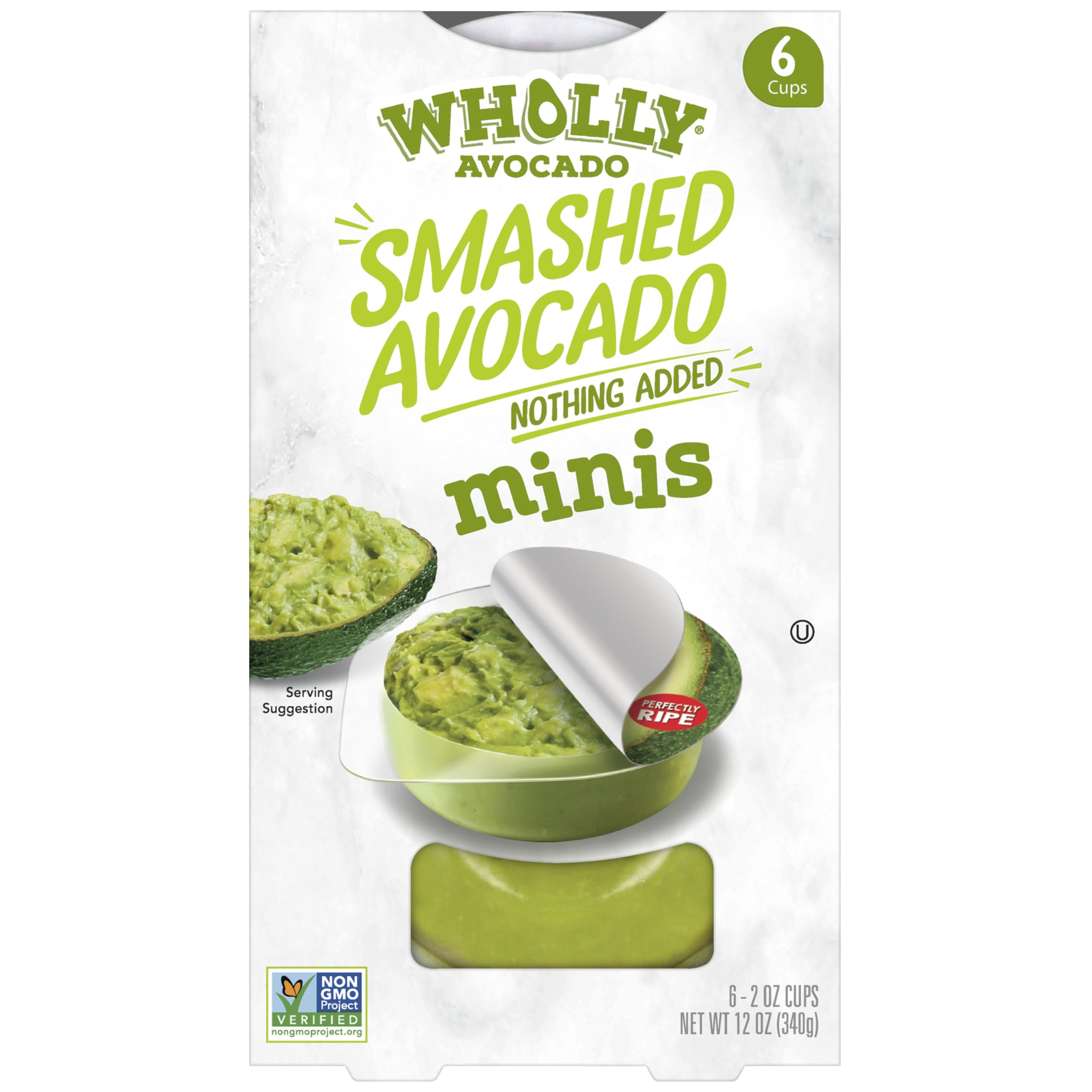 Wholly Avocado Smashed Avocado Minis, 2 oz Plastic Cup (Pack of 4) | 100% Hass A