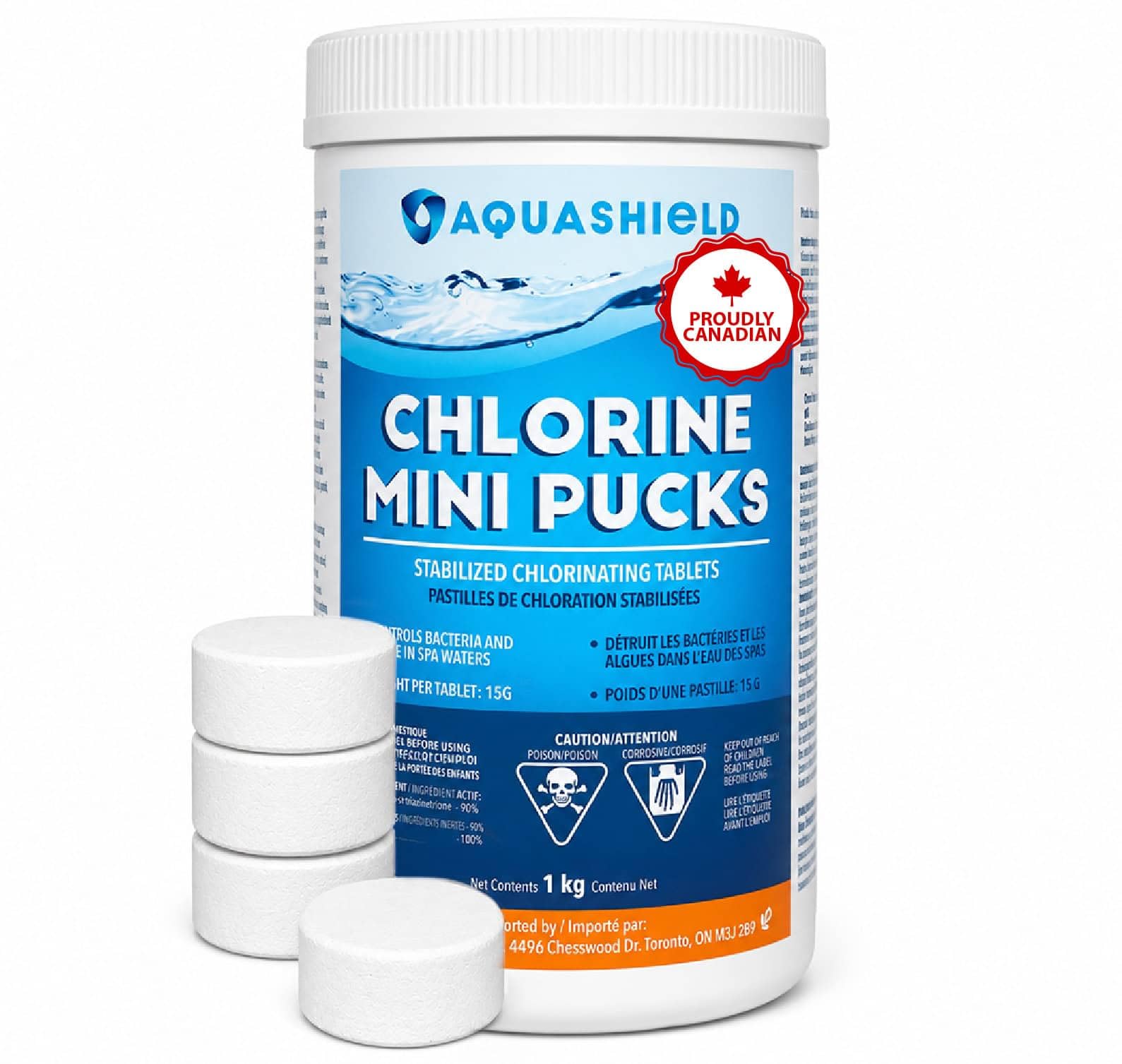 Chlorine Mini Pucks for Spa & Hot Tubs (1kg/2.2lbs) by Aquashield
