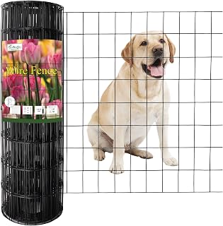 Black PVC Coated Welded Wire Fence 24" x 50' Roll, 2"x3" Mesh, 16 Gauge | Vinyl Coated Garden Fencing, Yard & Pet Barrier, Chicken Wire Fencing, Dog Enclosure Mesh, Vegetable Plant Protector