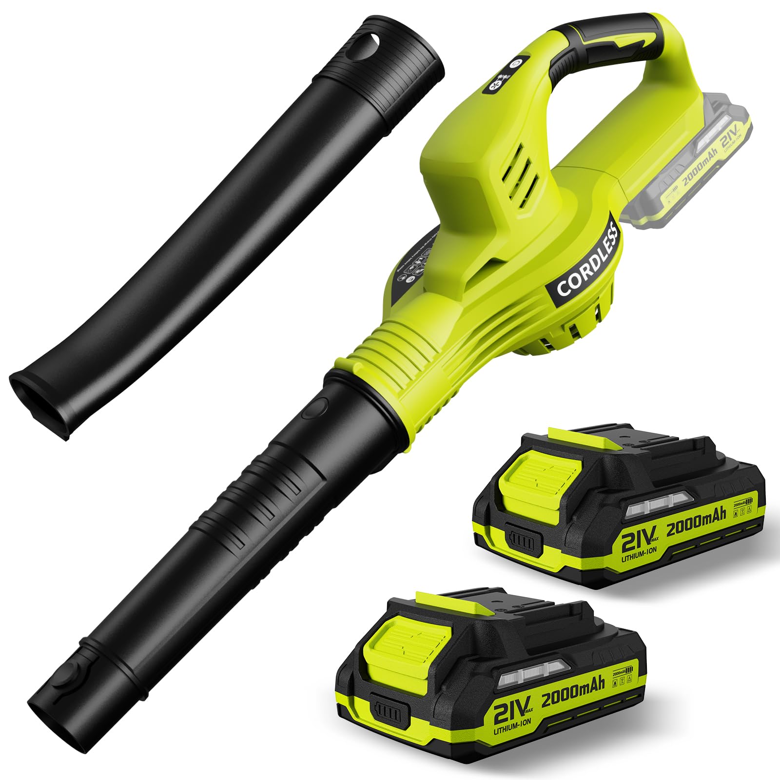 Leaf Blower Cordless 21V Electric with 2 Batteries and Charger lightweight | 2 S