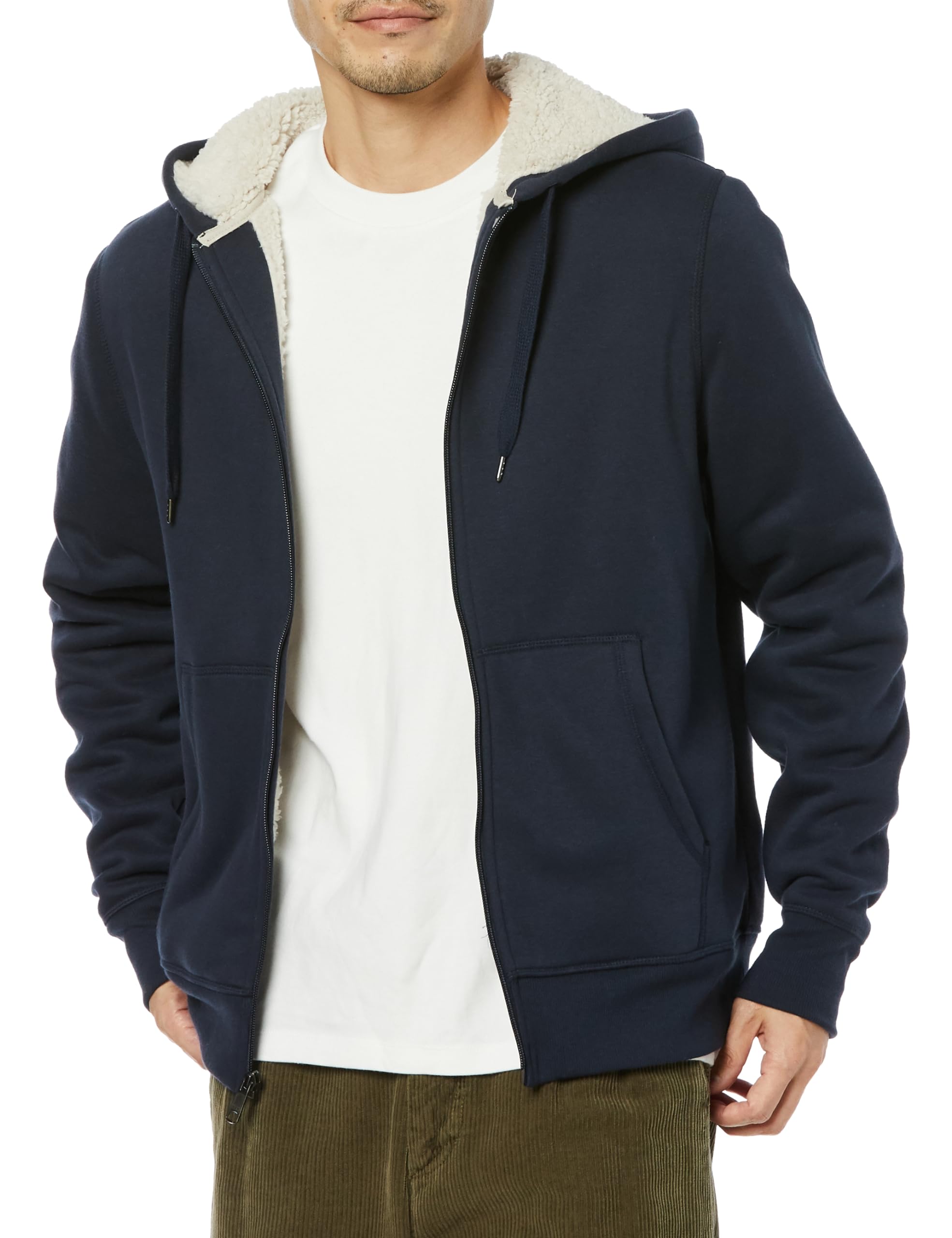 Amazon Essentials Men's Zip-Up Hoodie, Sherpa Lined, Fleece