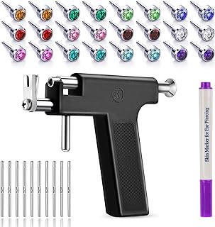 Ear Piercing Gun Kit Reusable Ear Percinging Tool Professional Body Nose Lip Earrings Set With Stainless Steel Studs Silver Sticks For Salon Home Use