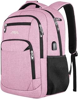 YAMTION - Mochila para mujer, hombre, mochila para niño y niña, para colegio secundario, compartimento para ordenador portátil de 15,6 pulgadas, con puerto USB de carga