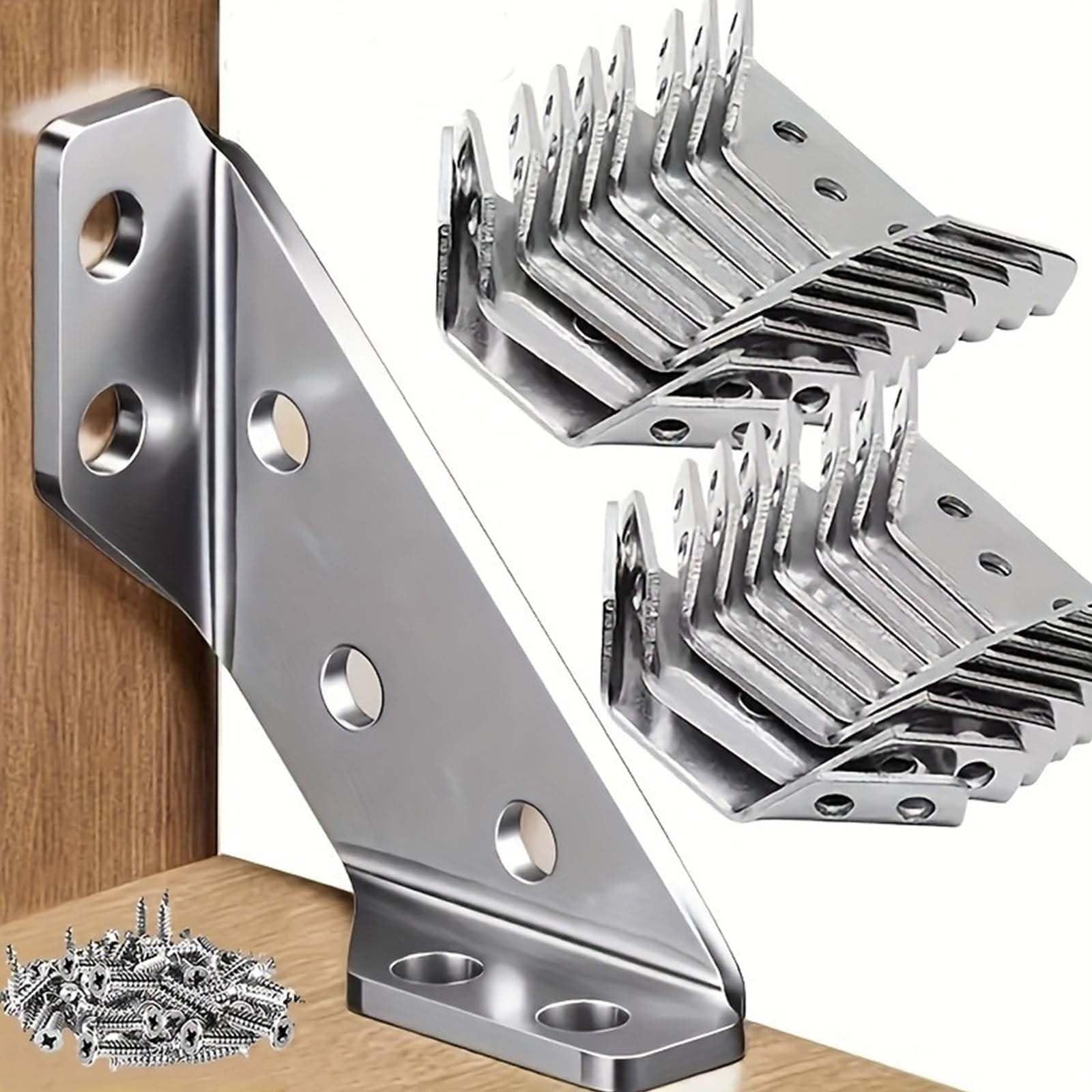 56pcs, Heavy-Duty Iron, 90° Angle Support, Corner Brackets Set, Metal Connectors
