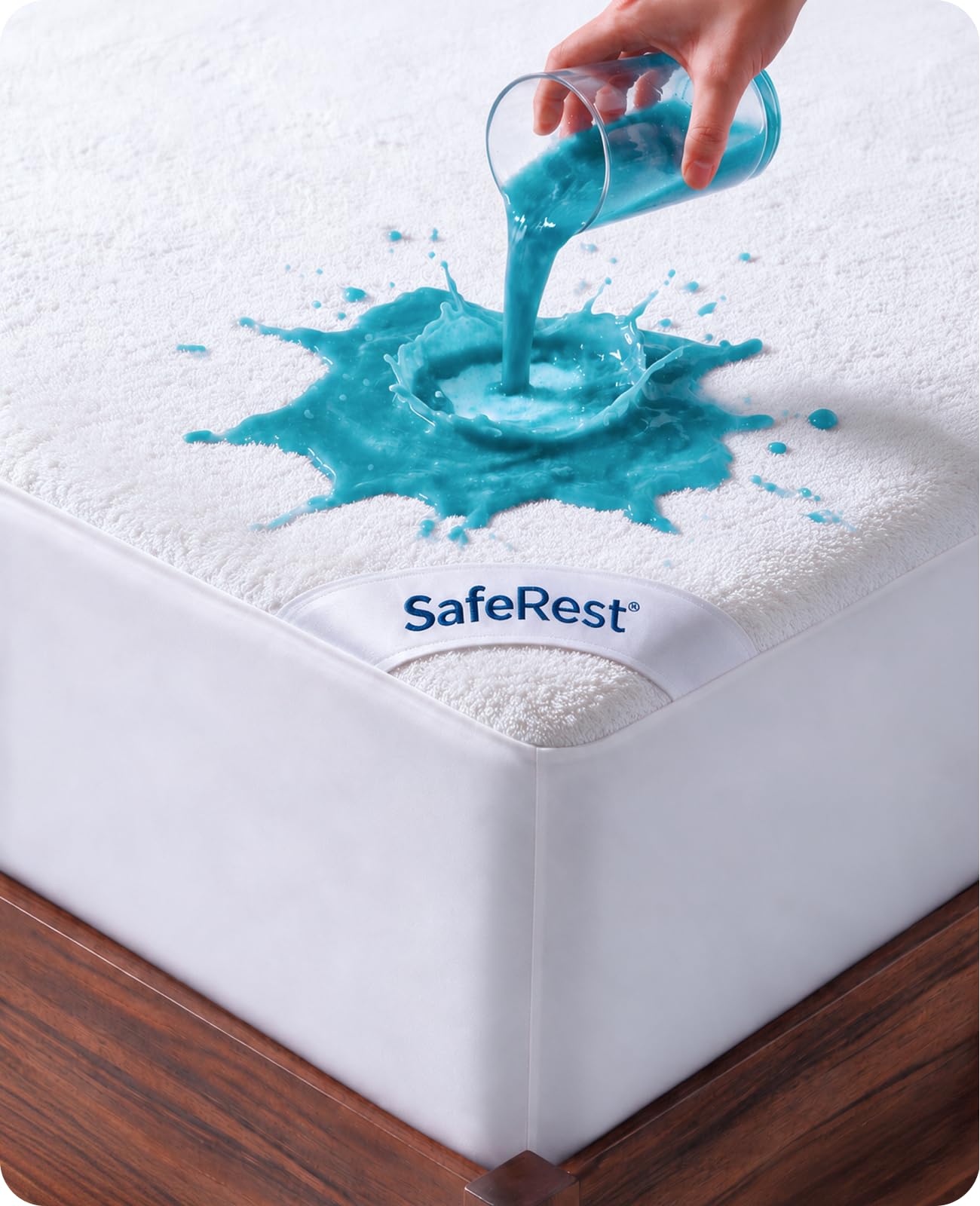SafeRest Waterproof Queen Size Mattress Protector | Fitted with Stretchable Pock