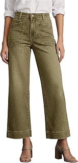 Cicy Bell Womens Cropped Wide Leg Jeans High Waisted Baggy Denim Ankle Pant