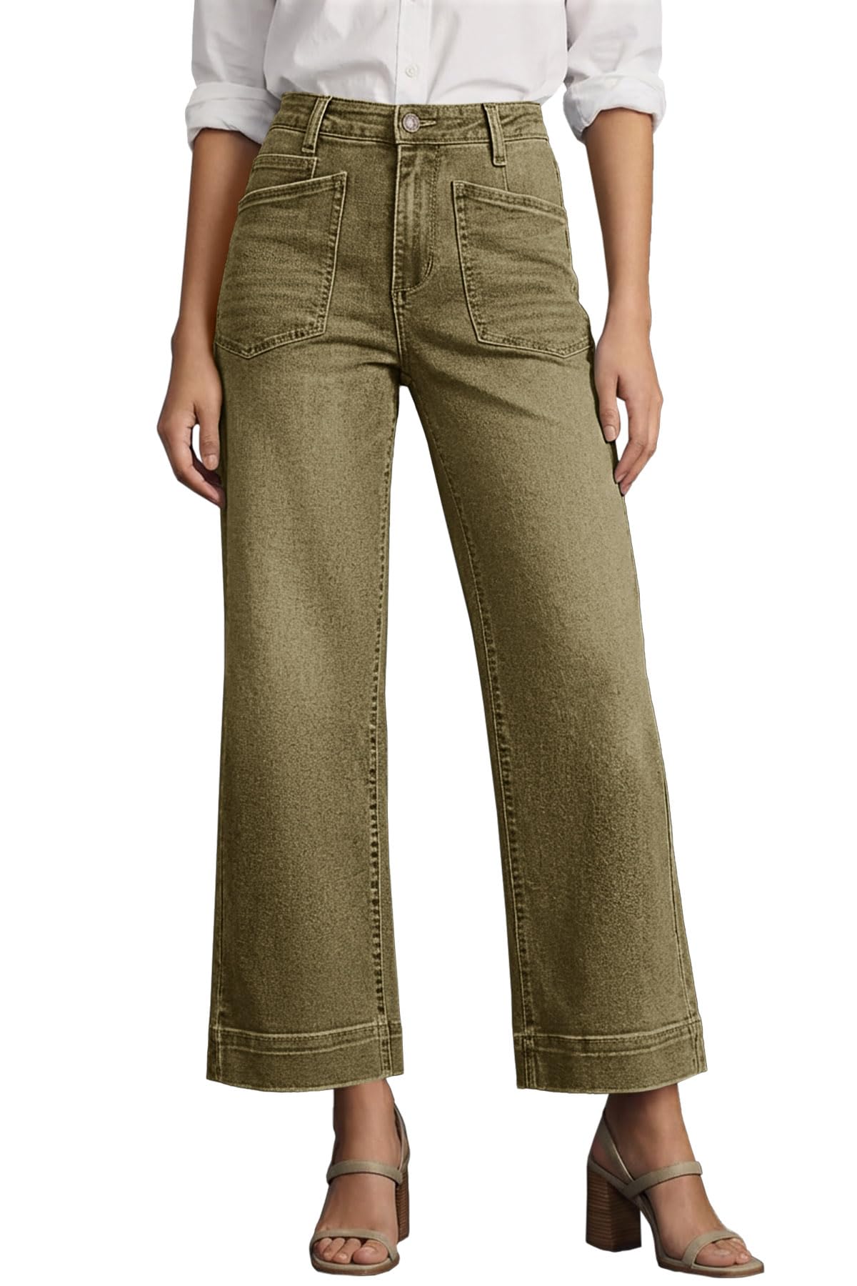 Cicy Bell Womens Cropped Wide Leg Jeans High Waisted Baggy Denim Ankle Pant