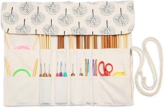 Teamoy Knitting Needle Crochet Hook Case Organizer Holder(up to 14"), Tree | Roll Crochet Needle Bag Empty for Straight and Circular Knitting Needles, Crochet Hooks and Accessories