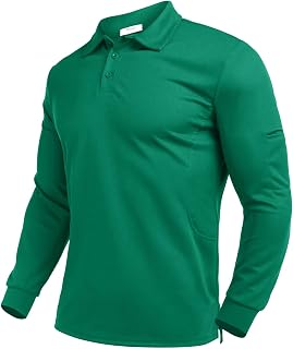 Deyeek Mens Quick Dry Long Sleeve Golf Polo Shirt