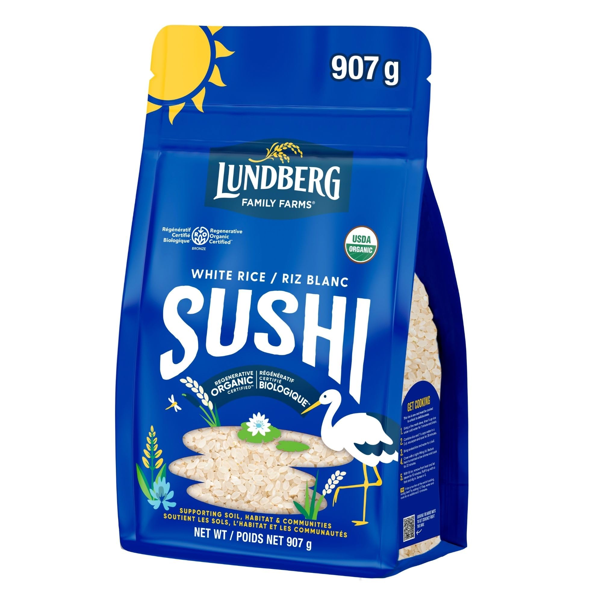 Lundberg Organic Sushi Rice - Regenerative Organic Certified Short Grain Japanes