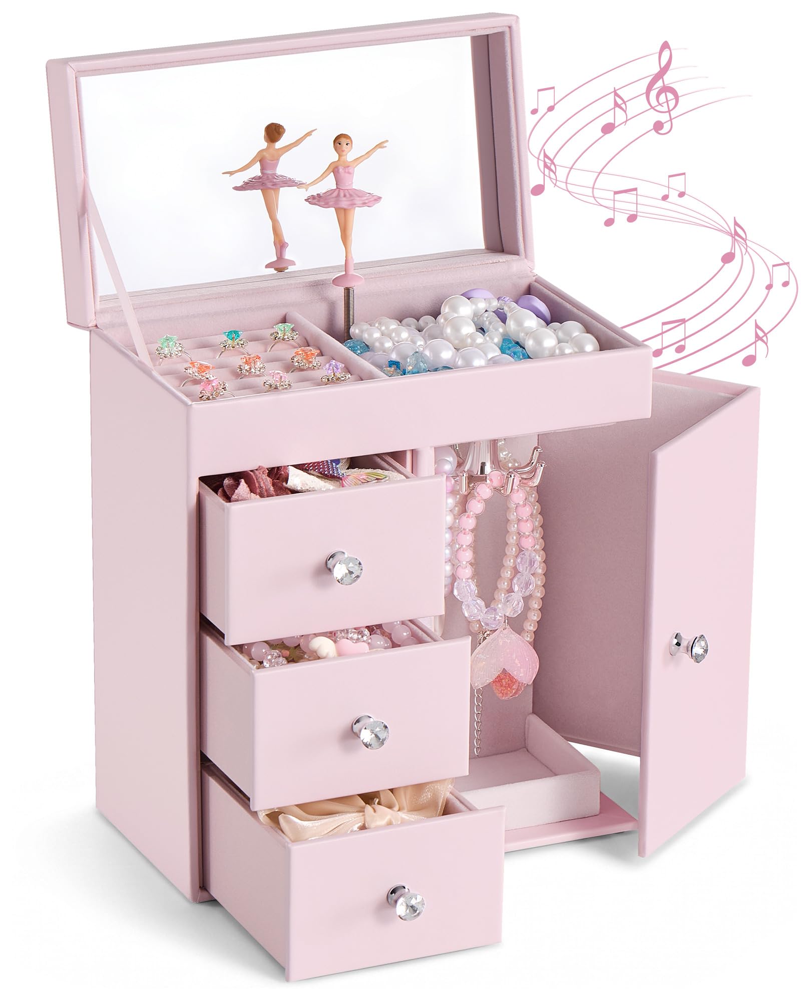 Lolalet Music Jewelry Box for Girls, Age 3-12 Years Old Kids -Ballerina | Pink M
