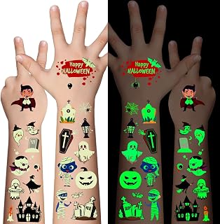 Awinmay Luminous Halloween Temporary Tattoos for Kids - 360 Pieces Halloween Glow In The Dark Tattoos for Boys and Girls,Bulk Halloween Prizes Treat or Trick Party Favor Goody Bag Stuffers 20 Sheets