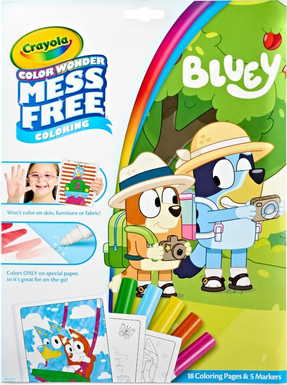 Crayola Bluey Color Wonder Coloring Set, 18 Mess Free Toddler Coloring Pages & 5
