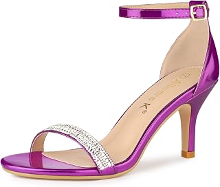 Allegra K Women Rhinestone Stiletto Heels Ankle Strap Party Sandals