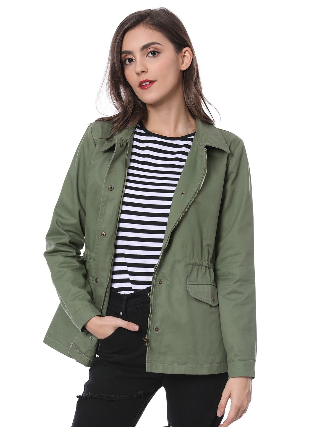 Allegra K Women's Utility Jacket Casual Women