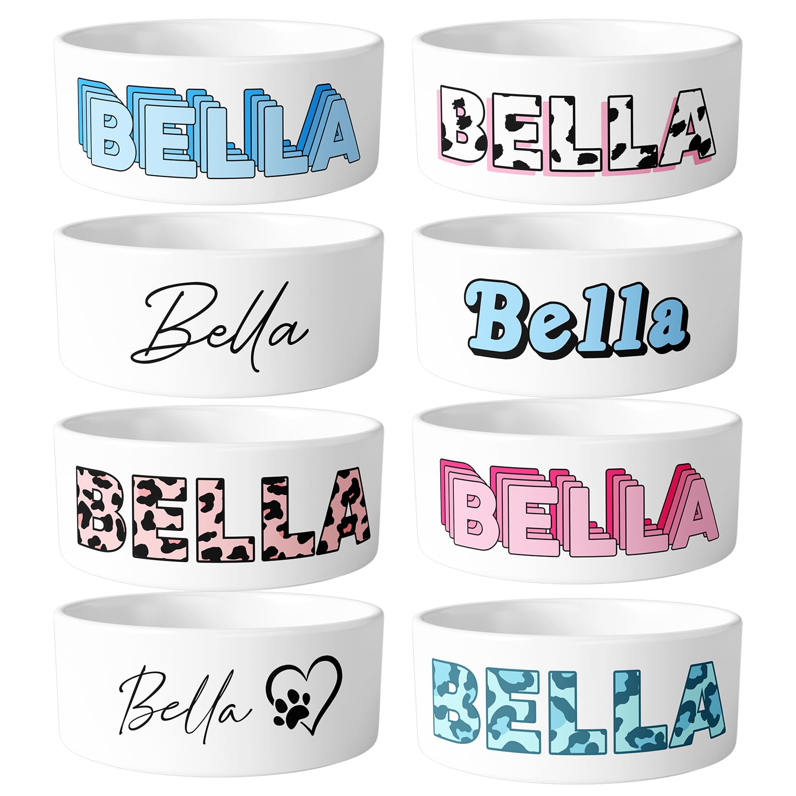 Personalised Ceramic Dog Bowl | Add Any Name | Choose Your Design | Stylish Bowl