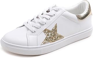 Feversole Women's Featured PU Leather Lace-Up Trainers, Women's Trainers, Breathable Trainers, Lightweight Running Shoes, Sports Shoes, Casual Shoes