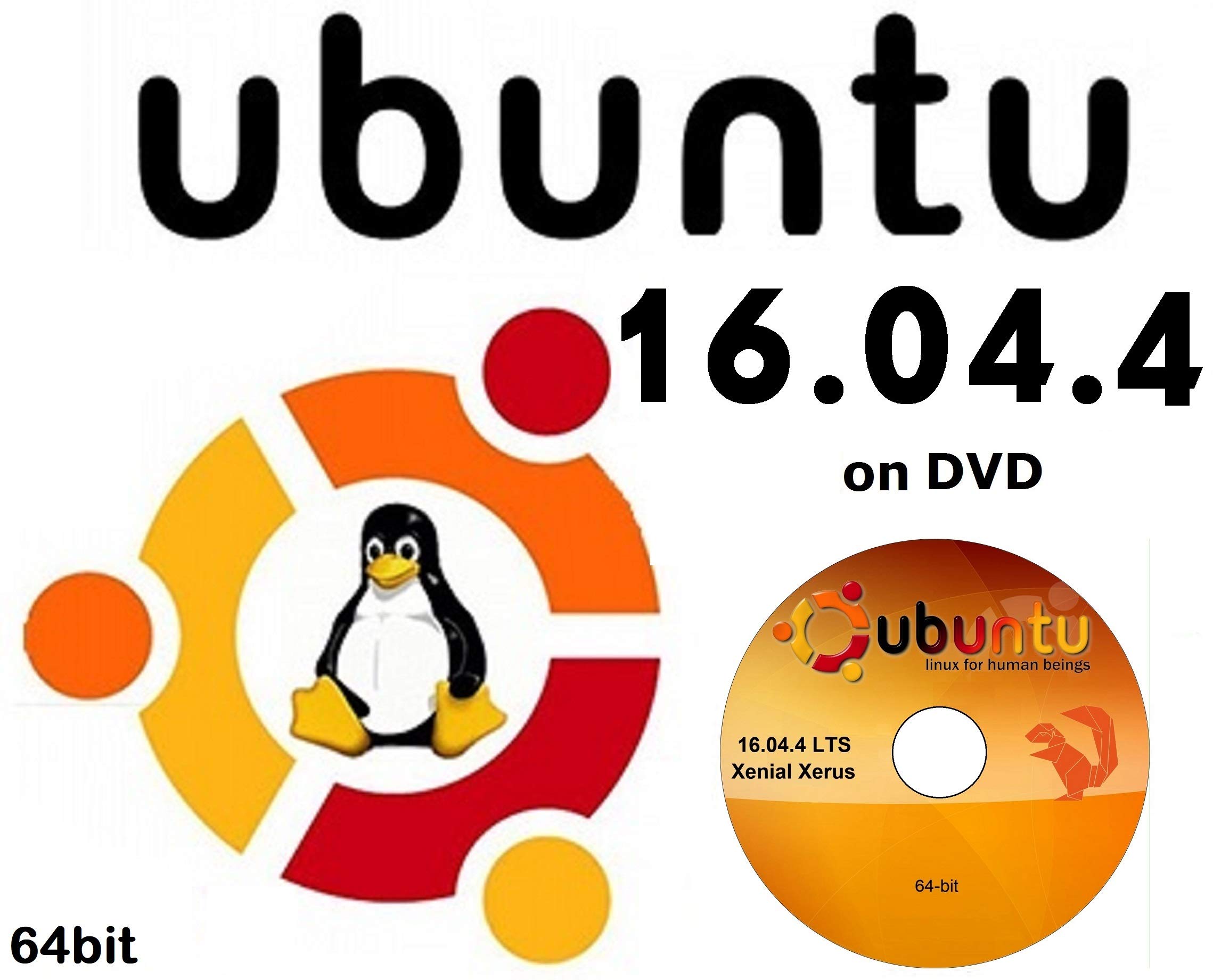 Ubuntu Linux 16 Full Operating System and Software DVD Disc - 64 Bit Latest Vers