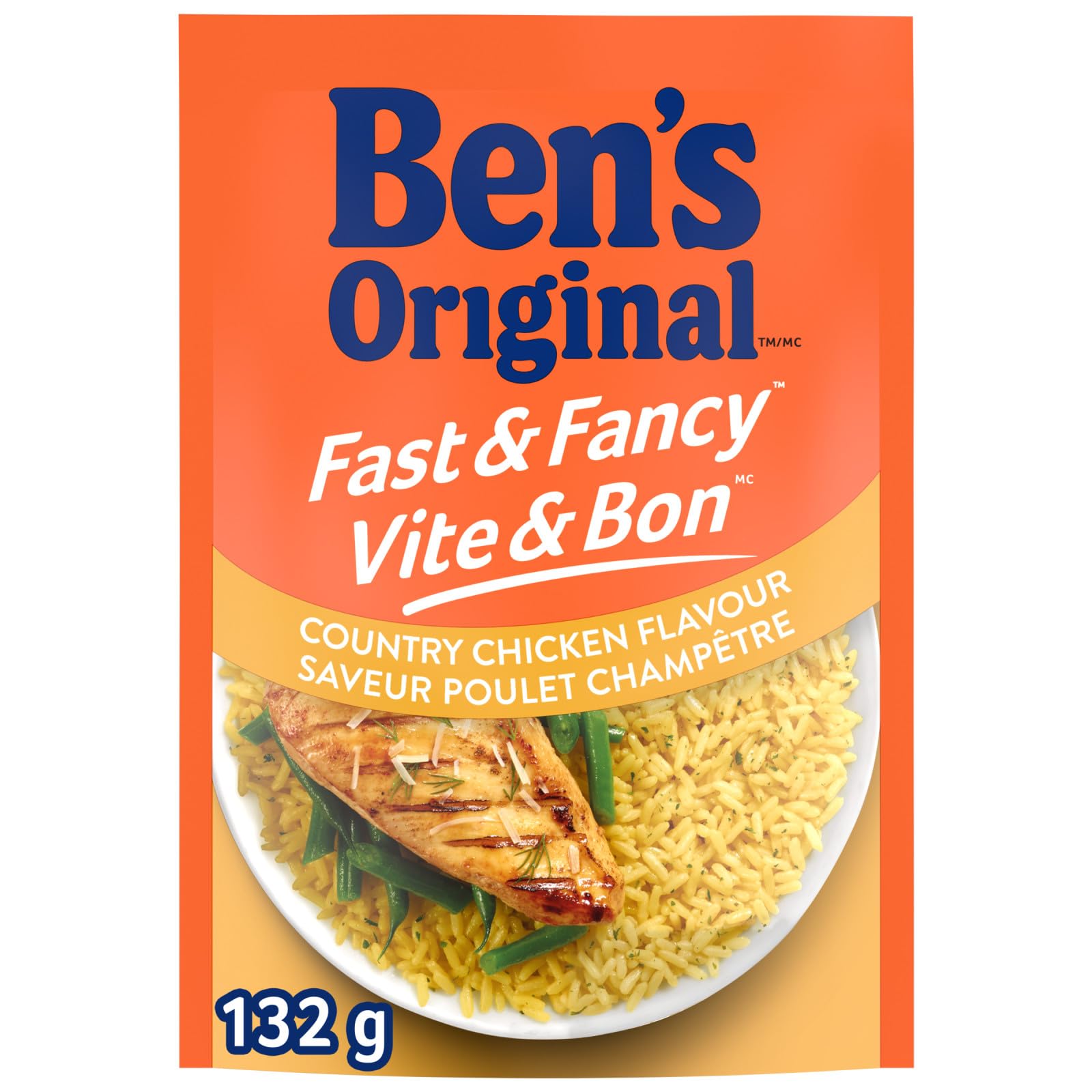 BEN'S ORIGINAL FAST & FANCY Country Chicken Flavour Rice Side Dish, 132g Pouch