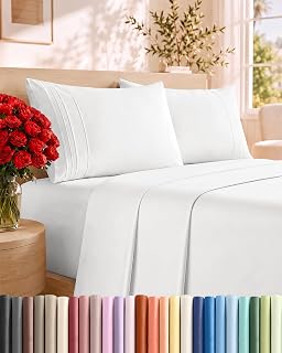King Size 4 Piece Sheet Set - Comfy Breathable & Cooling Sheets - Hotel Luxury Bed Sheets for Women, Men, Kids & Teens - Deep Pockets, Easy-Fit, and Wrinkle Free Sheets - White Oeko-Tex Bed Sheet Set