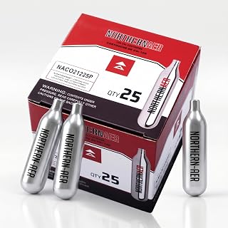 NORTHERNAER 12 GRAM CO2 Cartridge Non-Threaded, CO2 Airsoft Pistol, CO2 BB Pistol, CO2 Paintball Markers and CO2 cartridges BB Gun (25PACK)